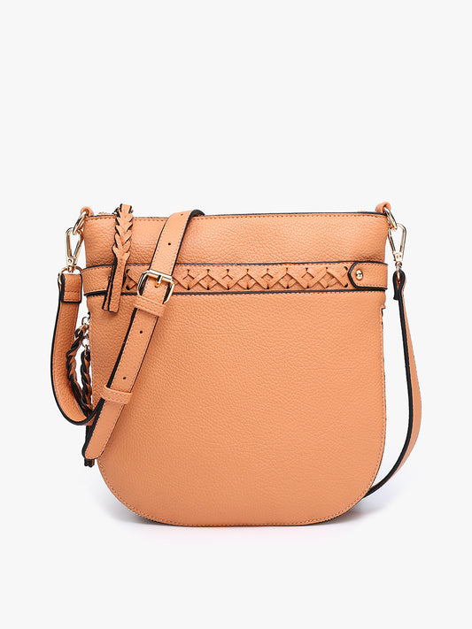 Coral Esther Whipstitch Trim Round Crossbody - Jen & Co