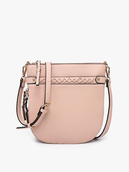 Blush Esther Whipstitch Trim Round Crossbody - Jen & Co