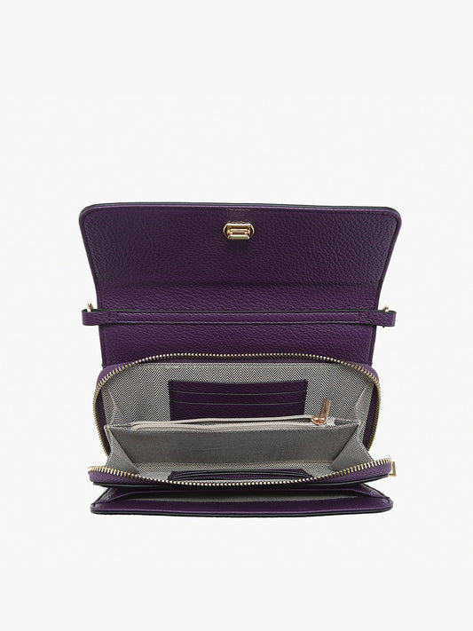Mauve Lauryn Push-Lock Crossbody w/ Chain Strap - Jen & Co