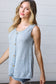 Light Blue Two Tone Button Down Sleeveless Top