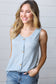 Light Blue Two Tone Button Down Sleeveless Top