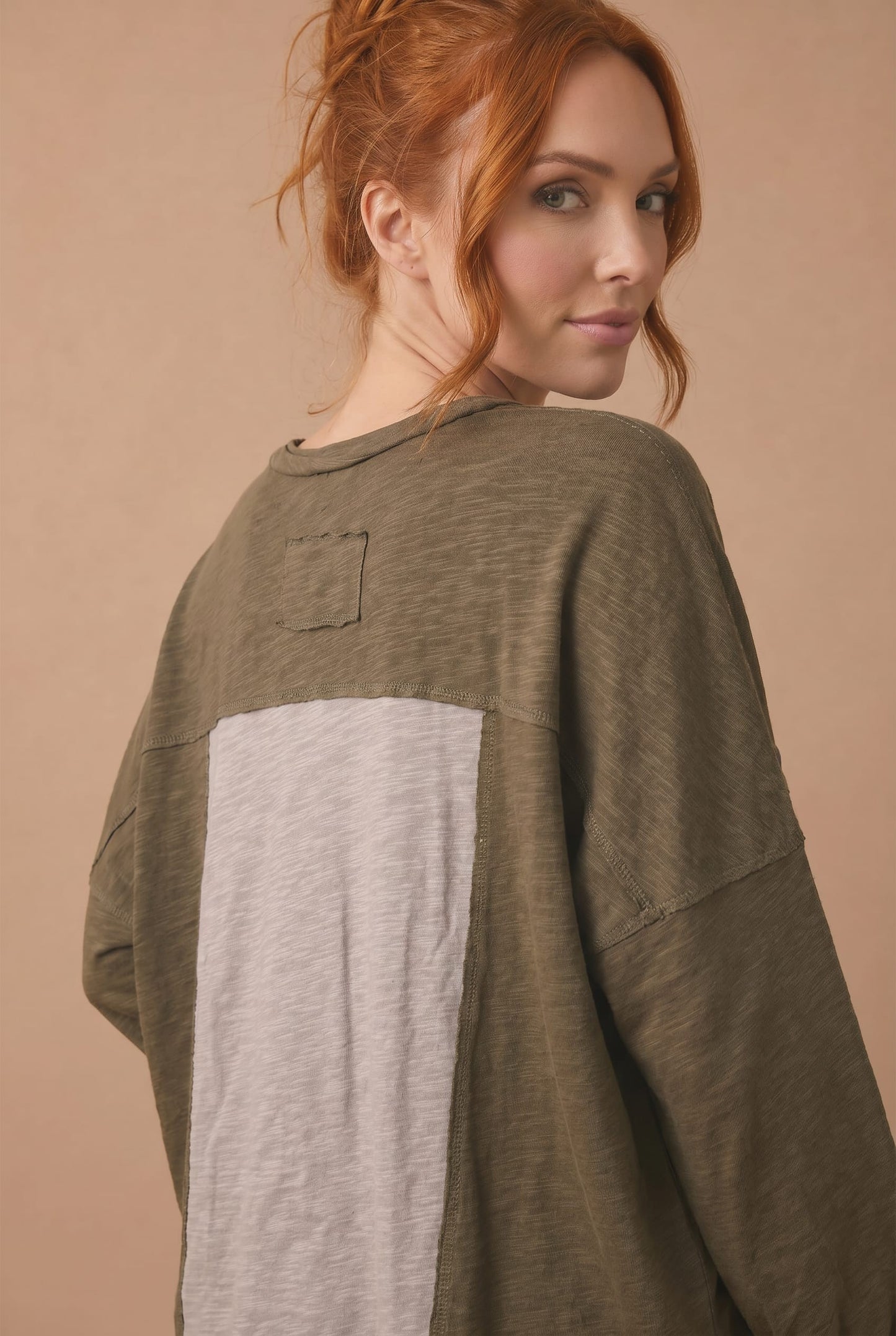 Olive You Forever Floral Patchwork Top