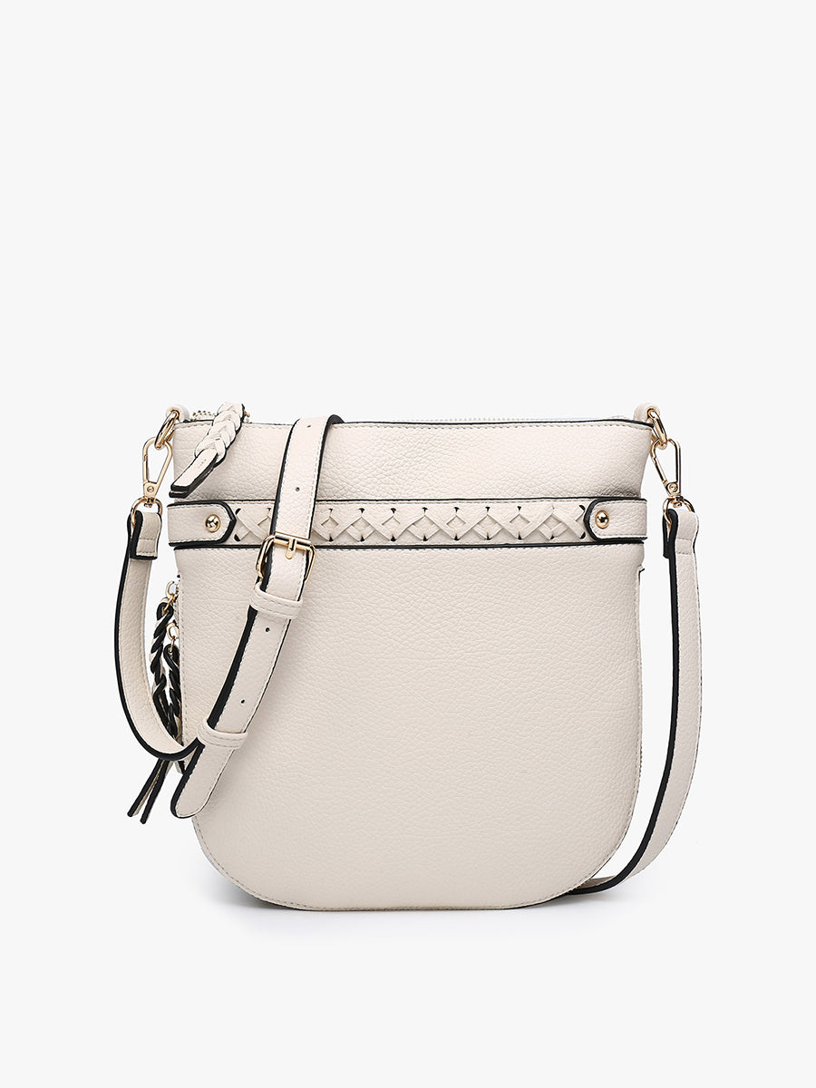 Ivory Esther Whipstitch Trim Round Crossbody - Jen & Co