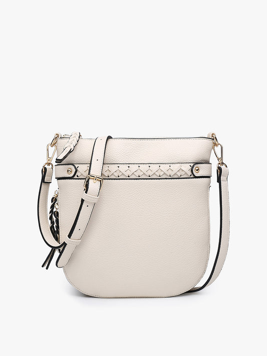 Ivory Esther Whipstitch Trim Round Crossbody - Jen & Co