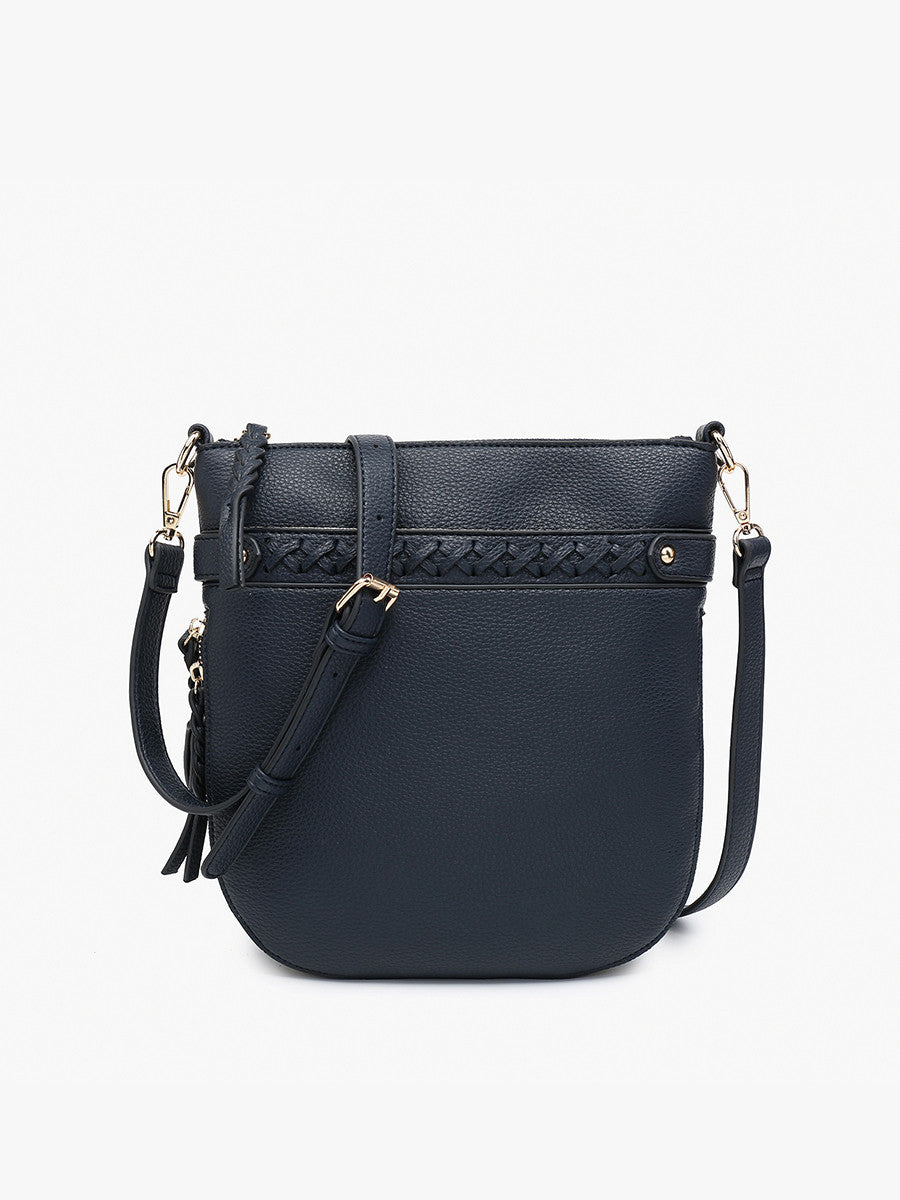Navy Esther Whipstitch Trim Round Crossbody - Jen & Co