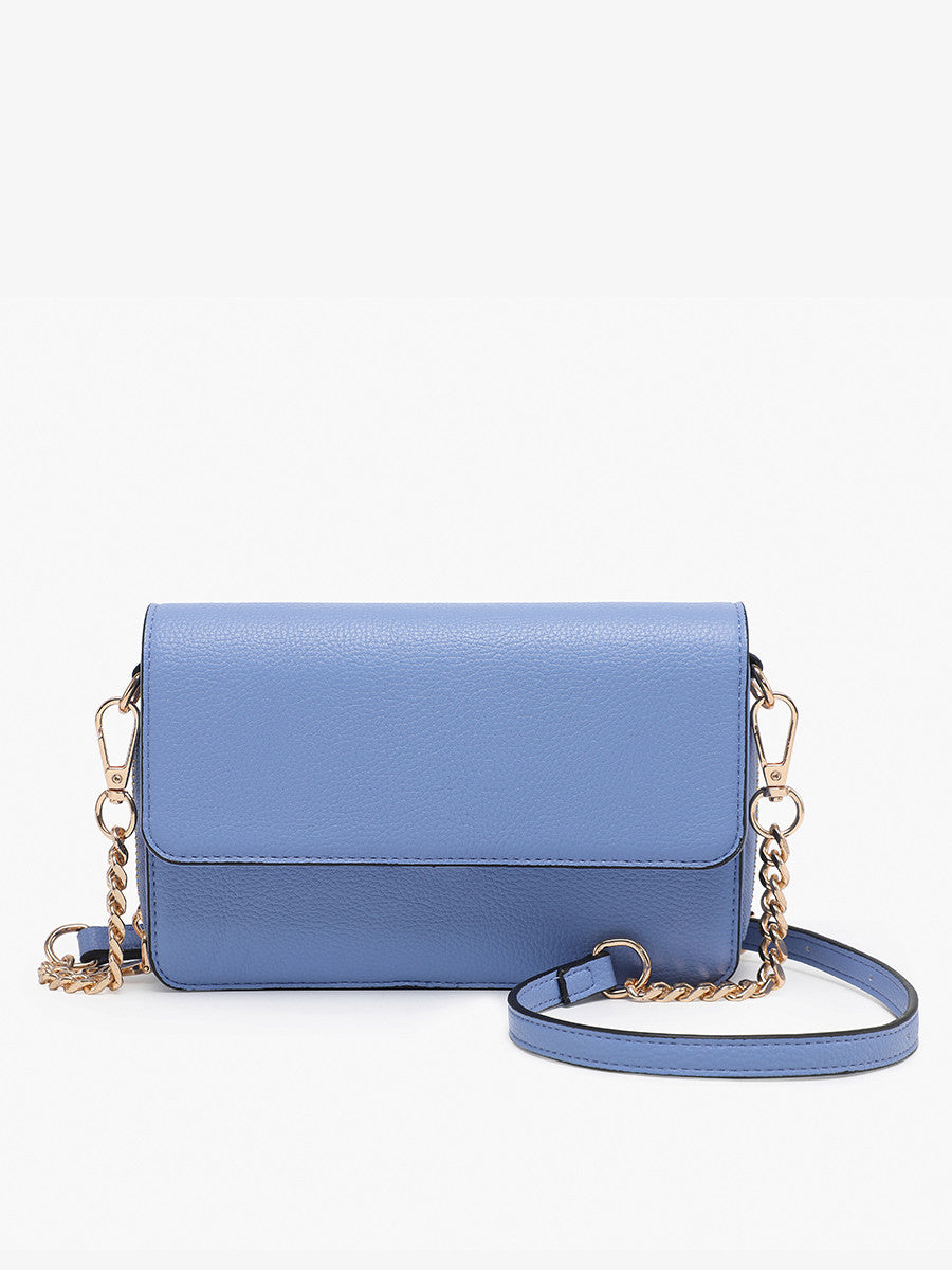 Periwinkle Lauryn Push-Lock Crossbody w/ Chain Strap - Jen & Co