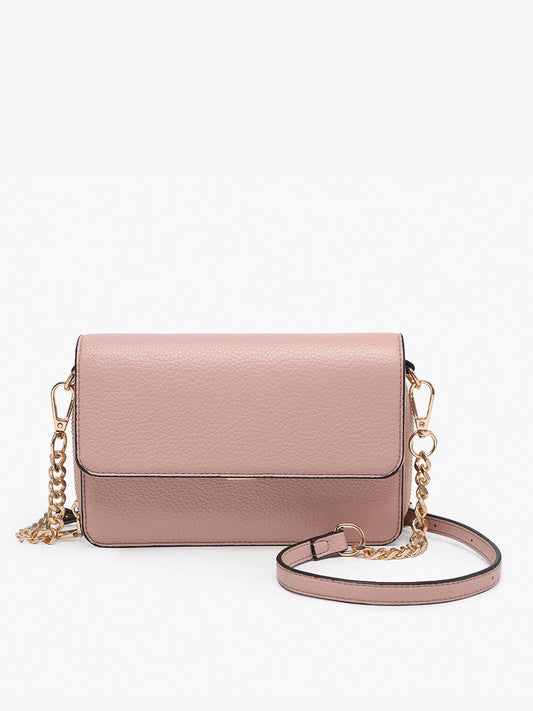 Mauve Lauryn Push-Lock Crossbody w/ Chain Strap - Jen & Co