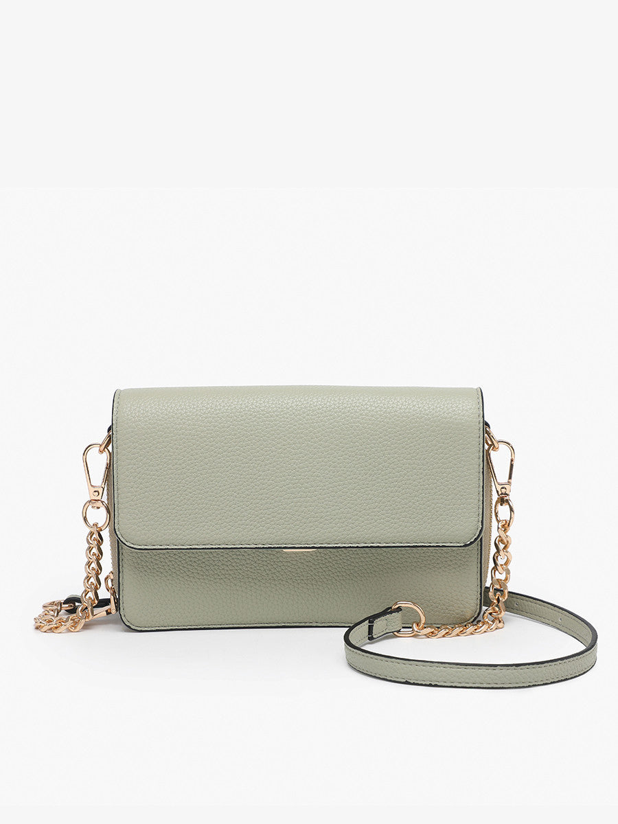 Sage Lauryn Push-Lock Crossbody w/ Chain Strap - Jen & Co