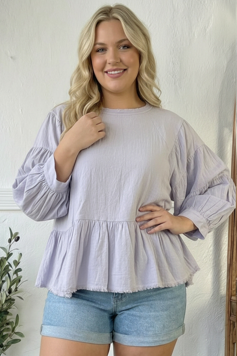 With Gentle Grace Lavender Cotton Blouse