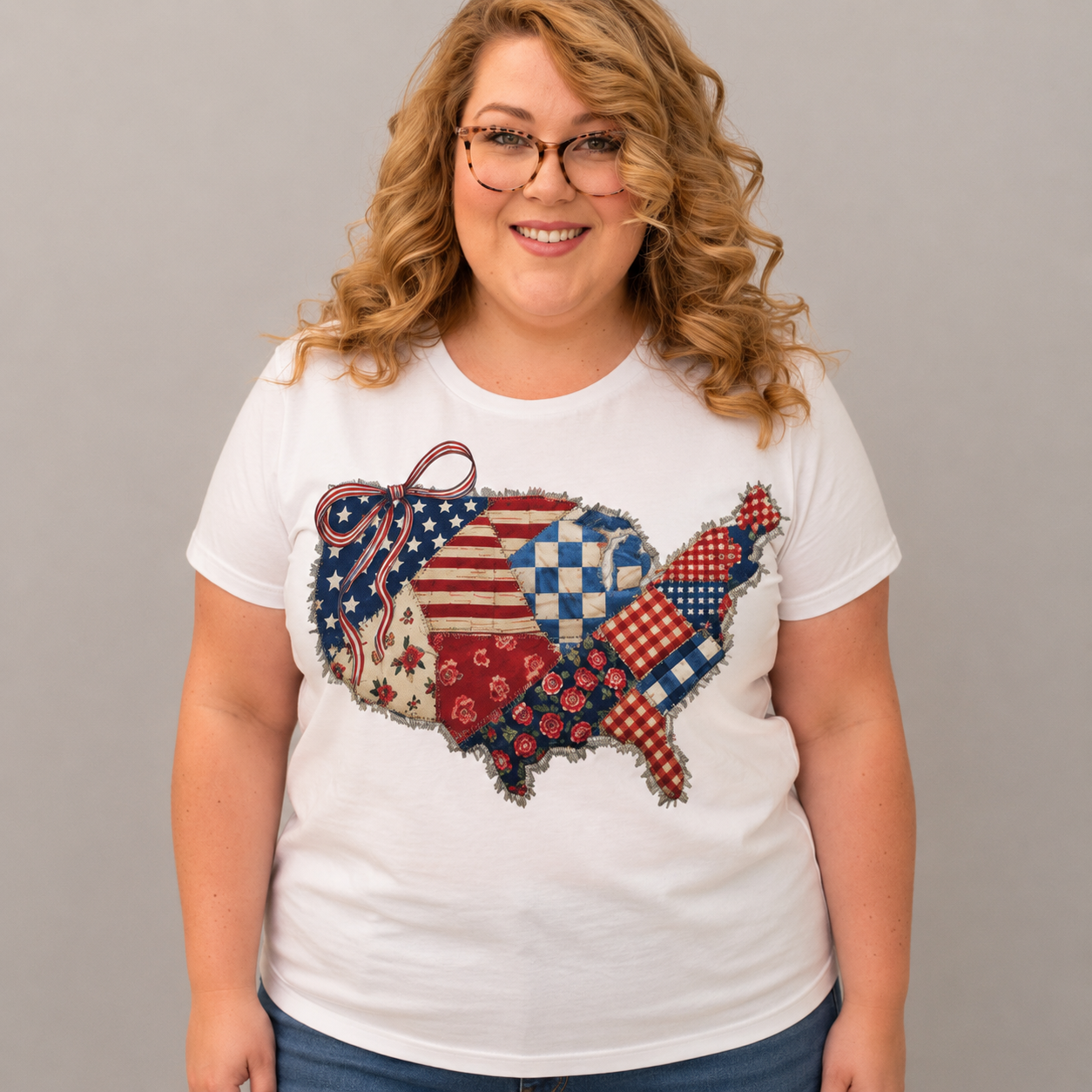 Choose Your Size Pressed Shirt  - Faux Quilted America Country