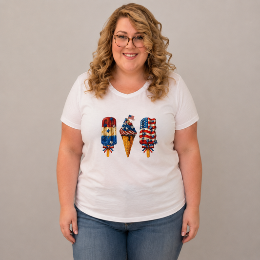Choose Your Size Pressed Shirt  - Faux Paint Ice Cream Cones