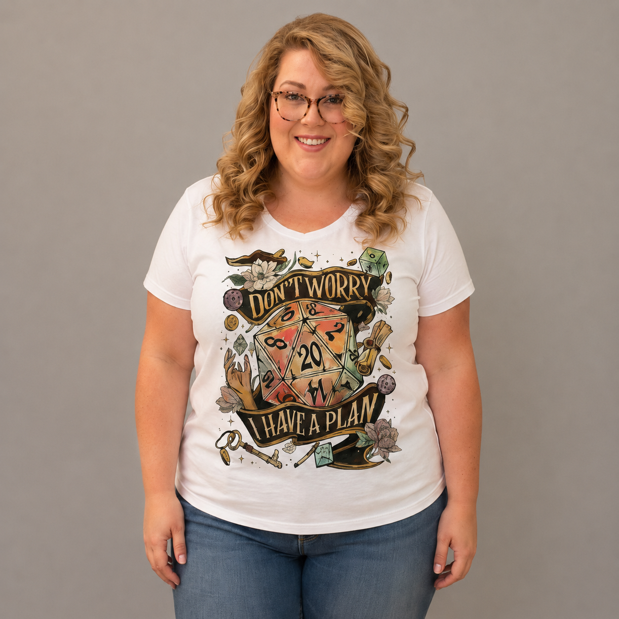 Choose Your Size Pressed Shirt  - DnD Don't Worry I have a Plan Brown