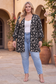 The Noir Floral Smocked-Sleeve Cardigan