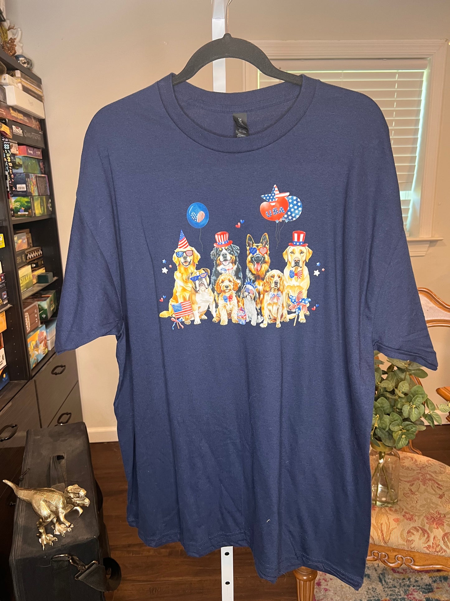 XL Gilden Men's 4th of July Dog Shirt Navy