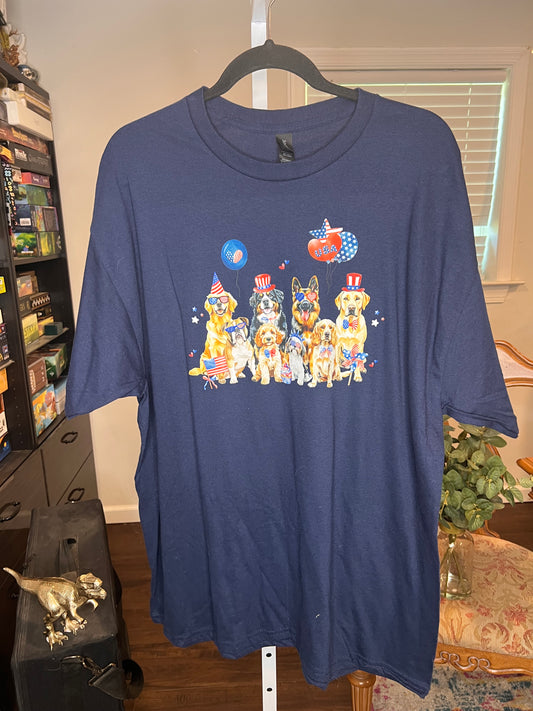 XL Gilden Men's 4th of July Dog Shirt Navy