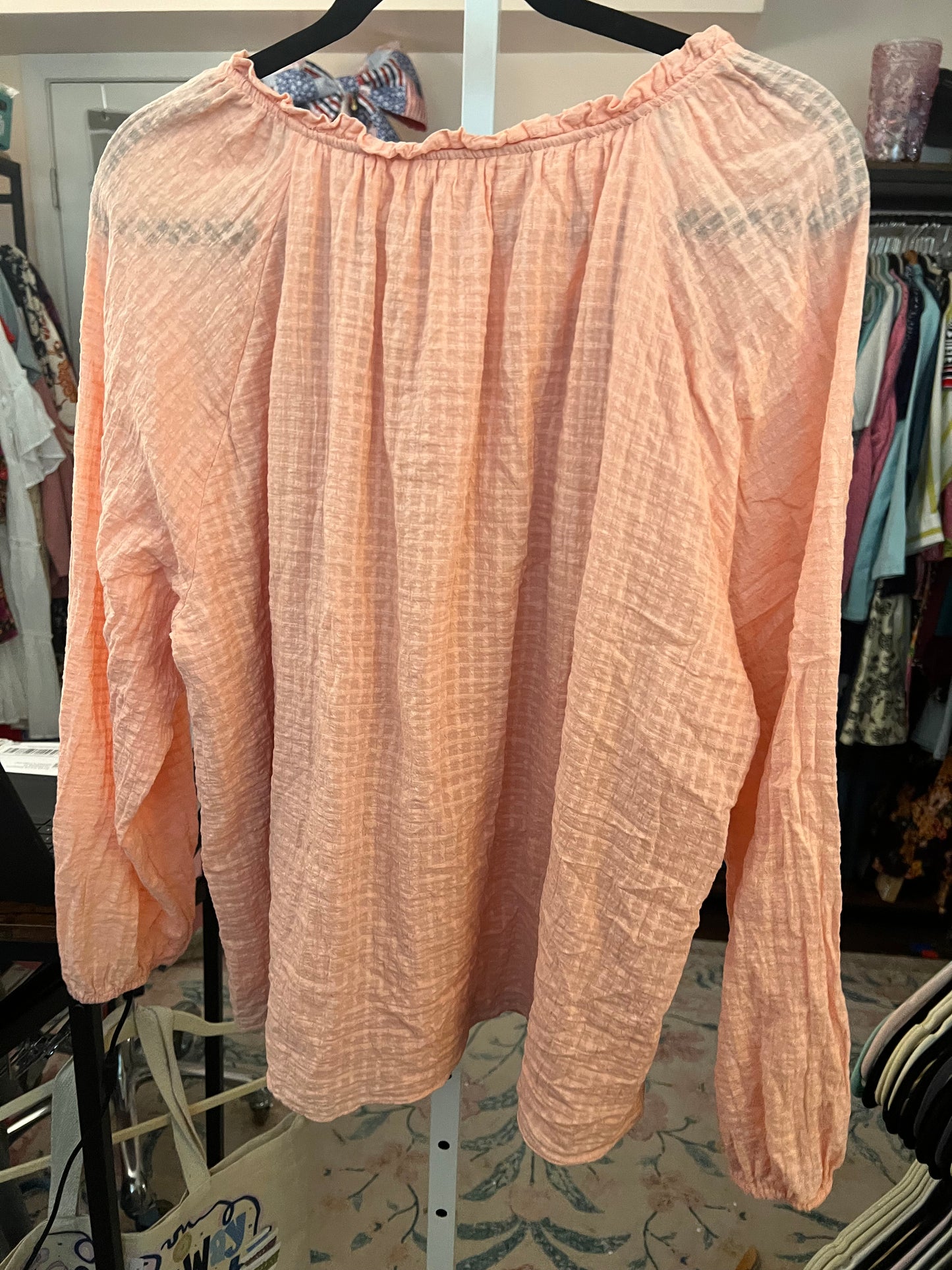 15. XXL Lauren Conrad Peach Window Pane Top