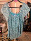 xl CeCe Blue Daisy Flutter Sleeve Top