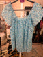 xl CeCe Blue Daisy Flutter Sleeve Top