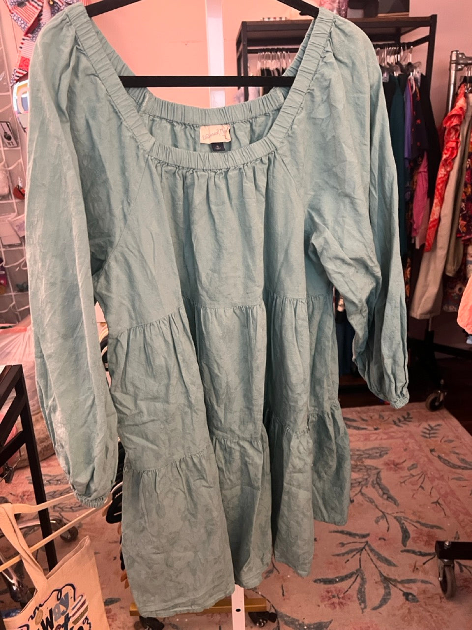 45. xl Universal Thread Dusty Teal Tier Dress w/Snack Sacks