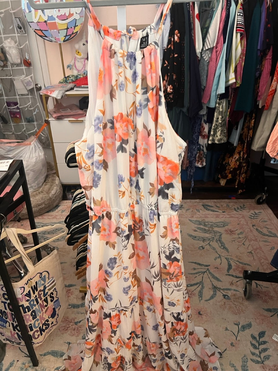 46. 22 City Chic White Floral Tiered Maxi Dress