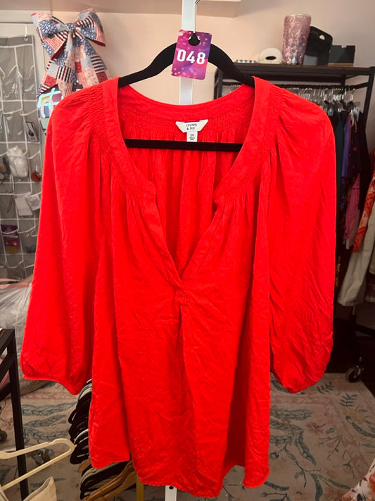 48. 2x Crown & Ivy Red Patterned Boho Top