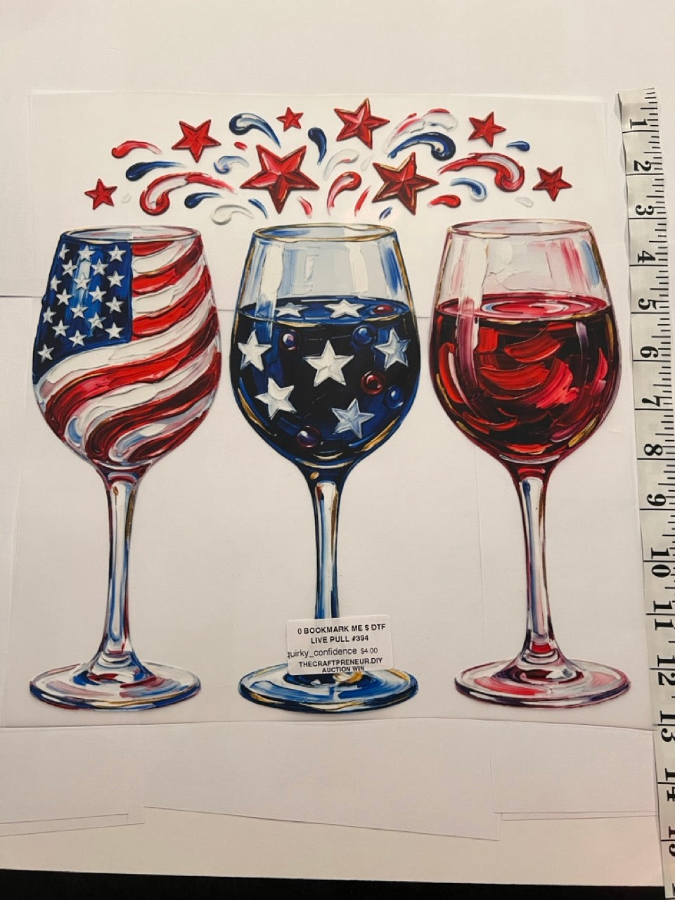 Choose Your Size Pressed Shirt  - Faux Painted Americana Wine Glasses