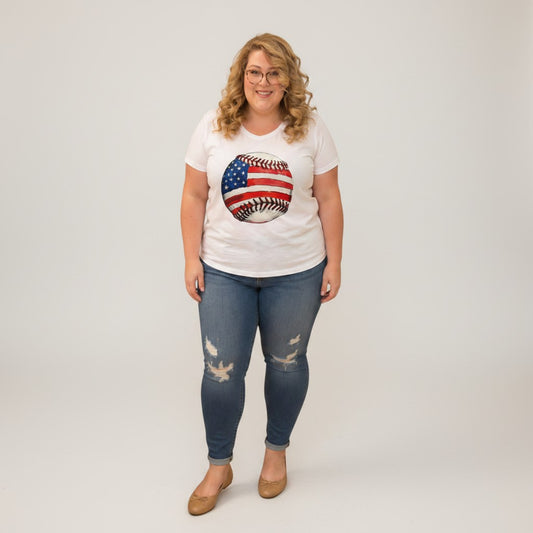 Choose Your Size Pressed Shirt - Red, White, Blue Baseball