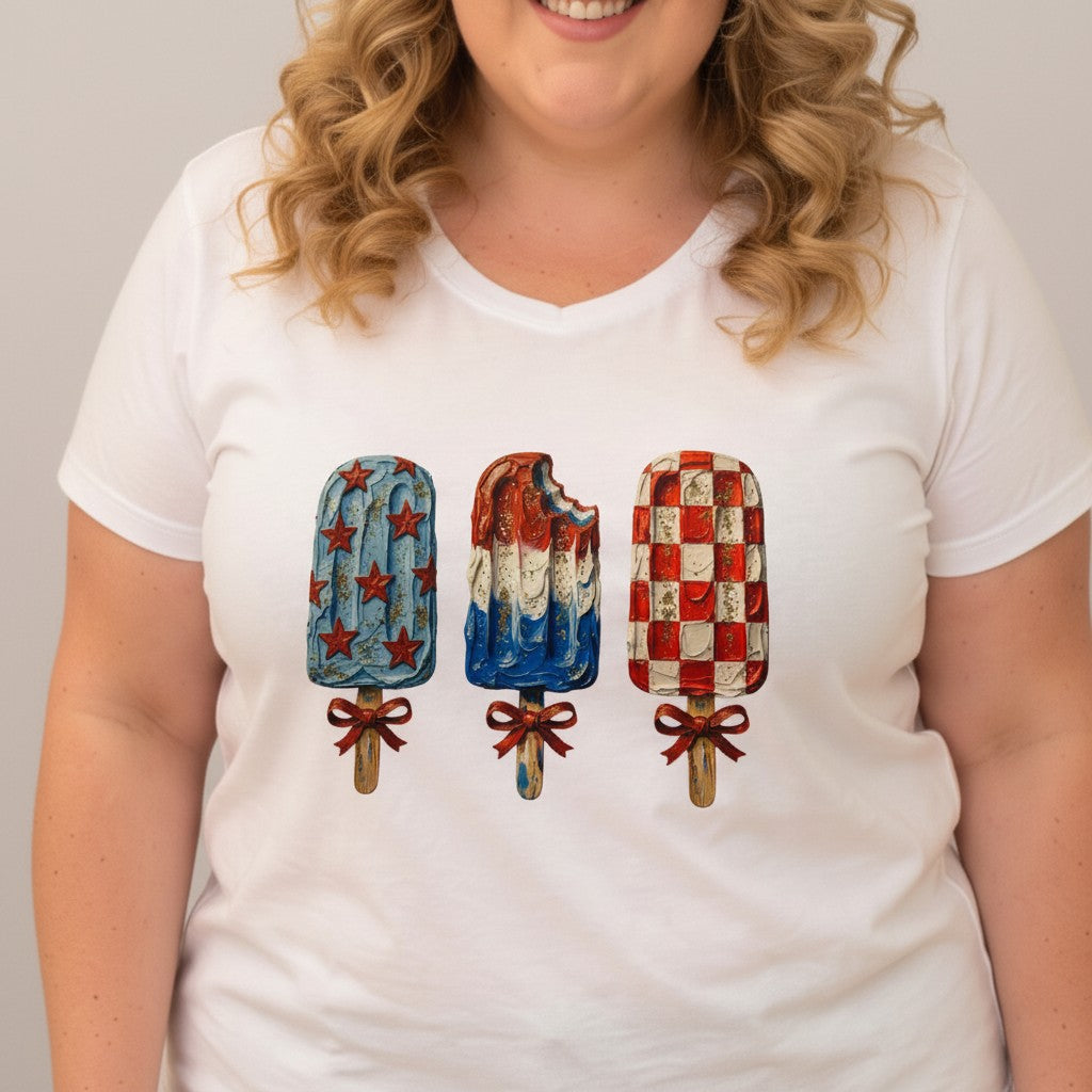Choose Your Size Pressed Shirt  - Faux Paint Bomb Pops