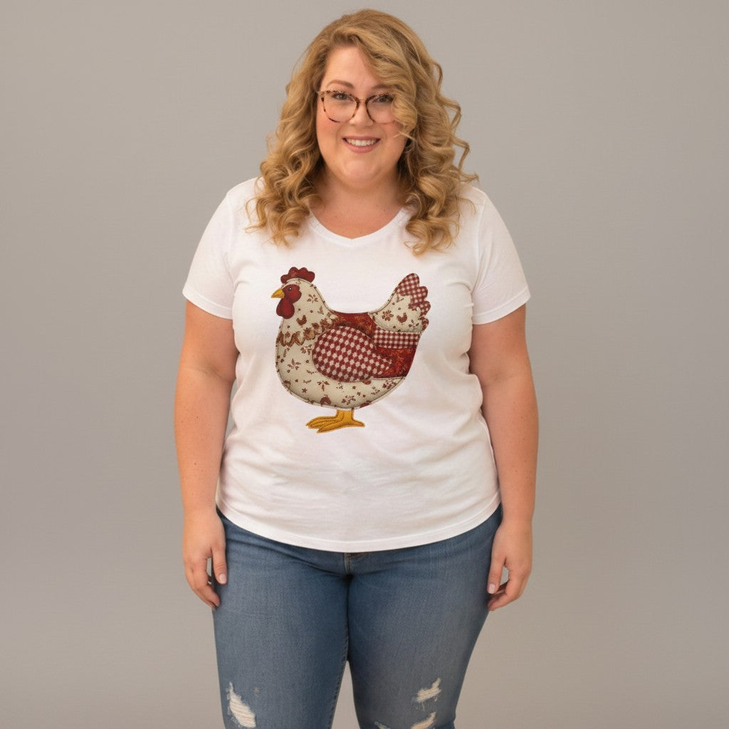 Choose Your Size Pressed Shirt  - Patchwork Quilted Chicken