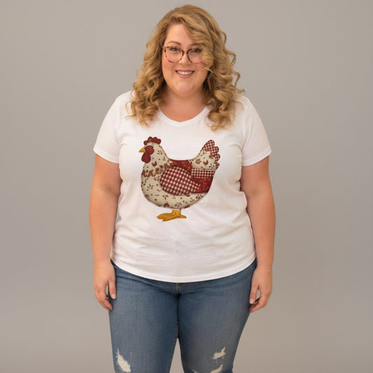 Choose Your Size Pressed Shirt  - Patchwork Quilted Chicken