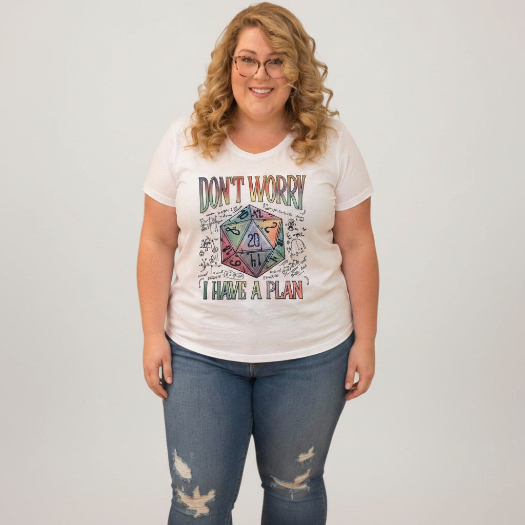 Choose Your Size Pressed Shirt  - DnD Don't Worry I have a Plan Purple/Rainbow