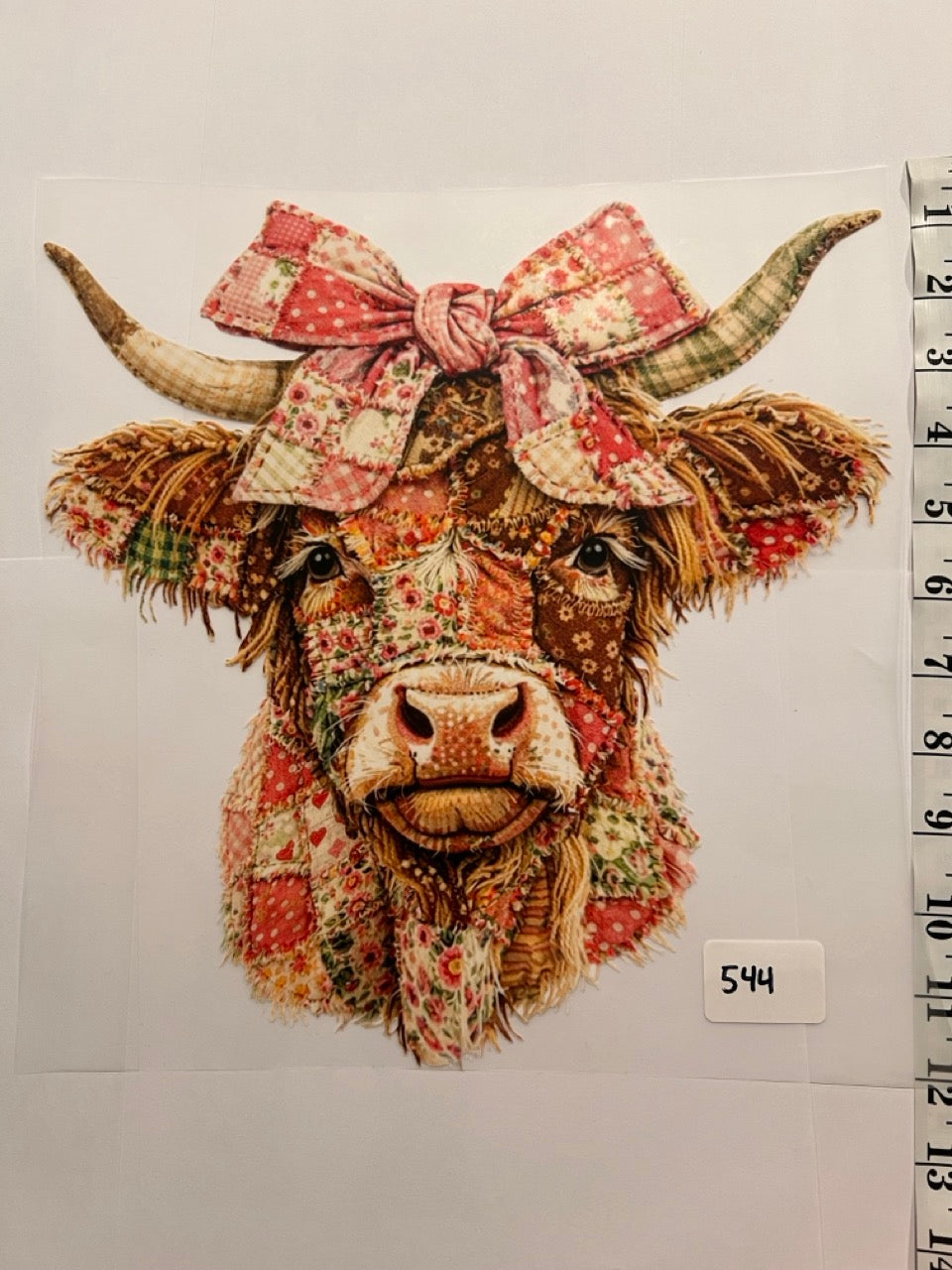Choose Your Size Pressed Shirt  - Patchwork Highland Cow with bow