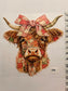 Choose Your Size Pressed Shirt  - Patchwork Highland Cow with bow