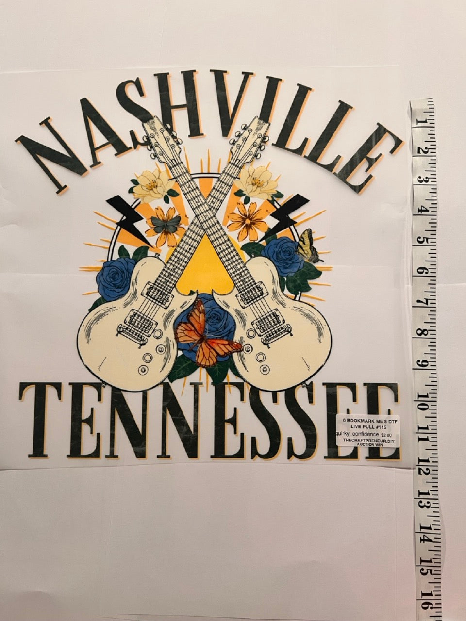 Choose Your Size Pressed Shirt  - Tennessee with Guitars