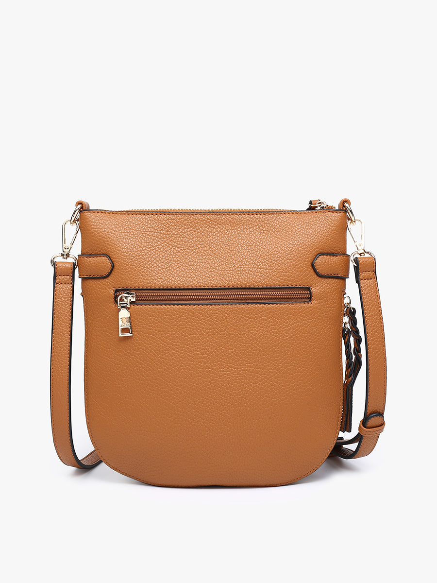 Brown Esther Whipstitch Trim Round Crossbody - Jen & Co