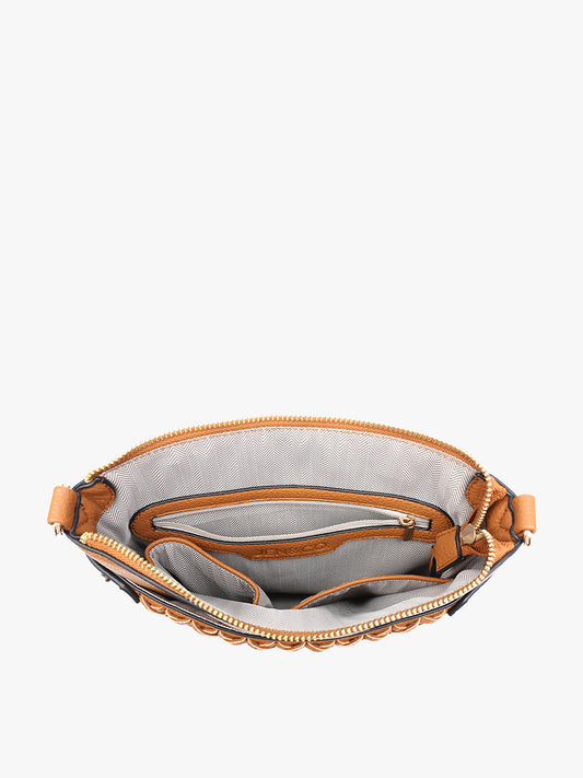 Coral Esther Whipstitch Trim Round Crossbody - Jen & Co